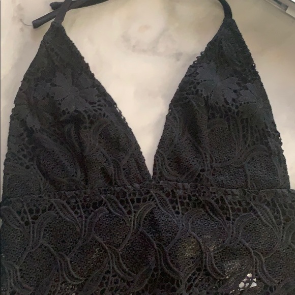 BLACK Lace Halter top, RUMOR, bought at LF, Plunge neck - Picture 3 of 7